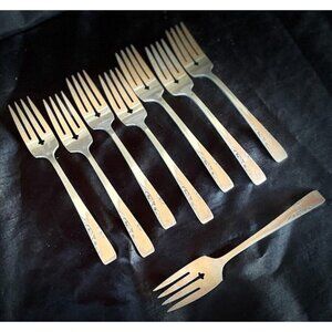 Vintage 1881 Rogers Oneida "Proposal" Silverplate Salad Forks (Set of 8)